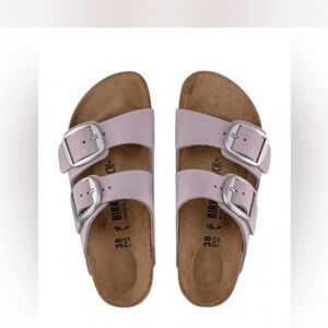 RARE Birkenstock Pastel Yomo Lavender Arizona Sandals with Metallic Buckles